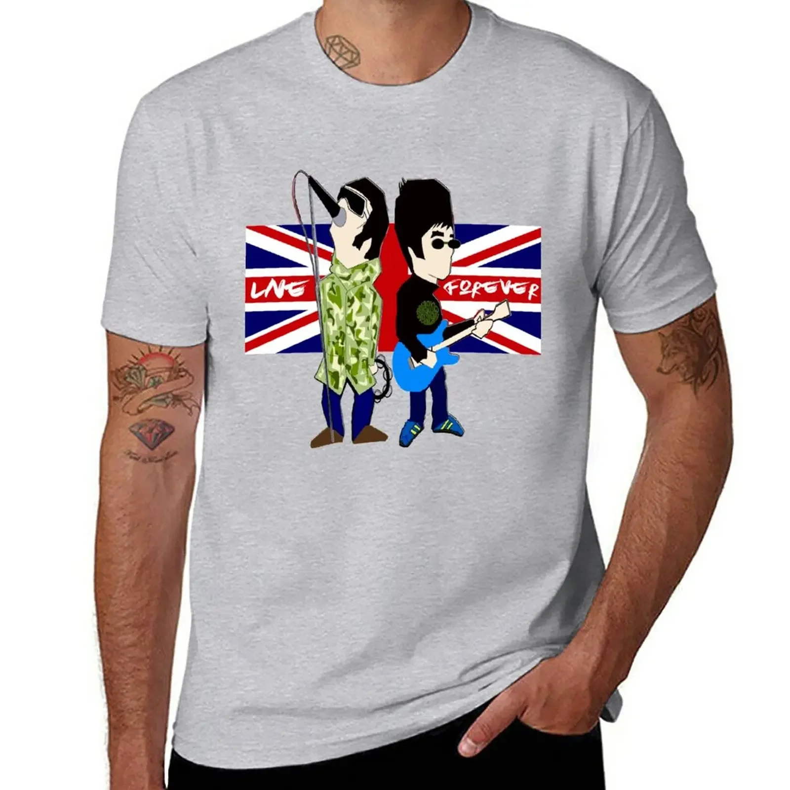 funny t shirts tshirts for men New Brit Rock Gods Noel and Liam Gallagher Oasis Live Forever T-Shirt mens clothing harajuku