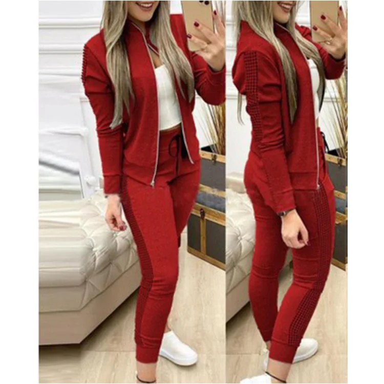 New Women\'s Long Sporty Casual Zipper Splice Plaid Suit Women\'s Autumn and Winter 2022