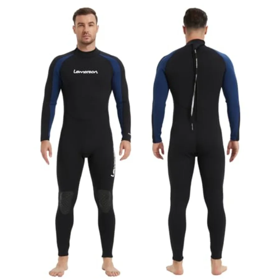 Traje de neopreno para hombre para buceo, snorkel, surf y natación; neopreno; negro; cremallera frontal, grosor de 3/2 mm y 5/4 mm