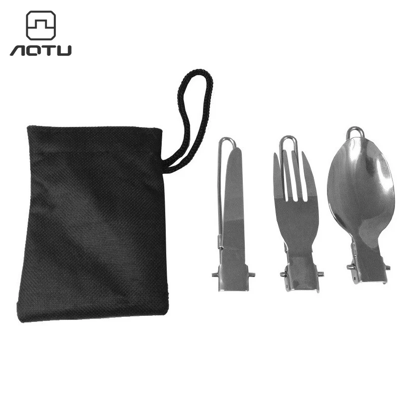 

Camping Cutlery, 3 in 1 Folding Knife Fork Spoon Stainless Steel Portable Ultralight 3-Piece Outdoor Picnic Travel Kit