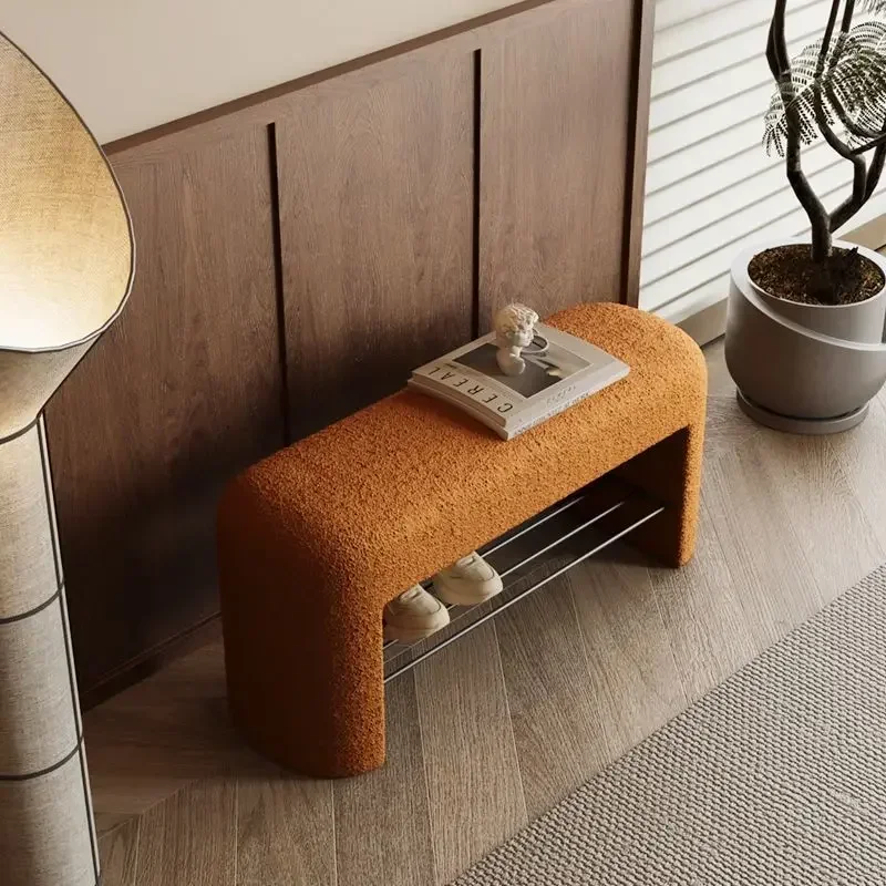 الأحذية المنزلية تغيير البراز الجلوس رف الأحذية خروف المخملية الأحذية الفوز البراز غرفة المعيشة مدخل المنزل أريكة مقعد السرير #1