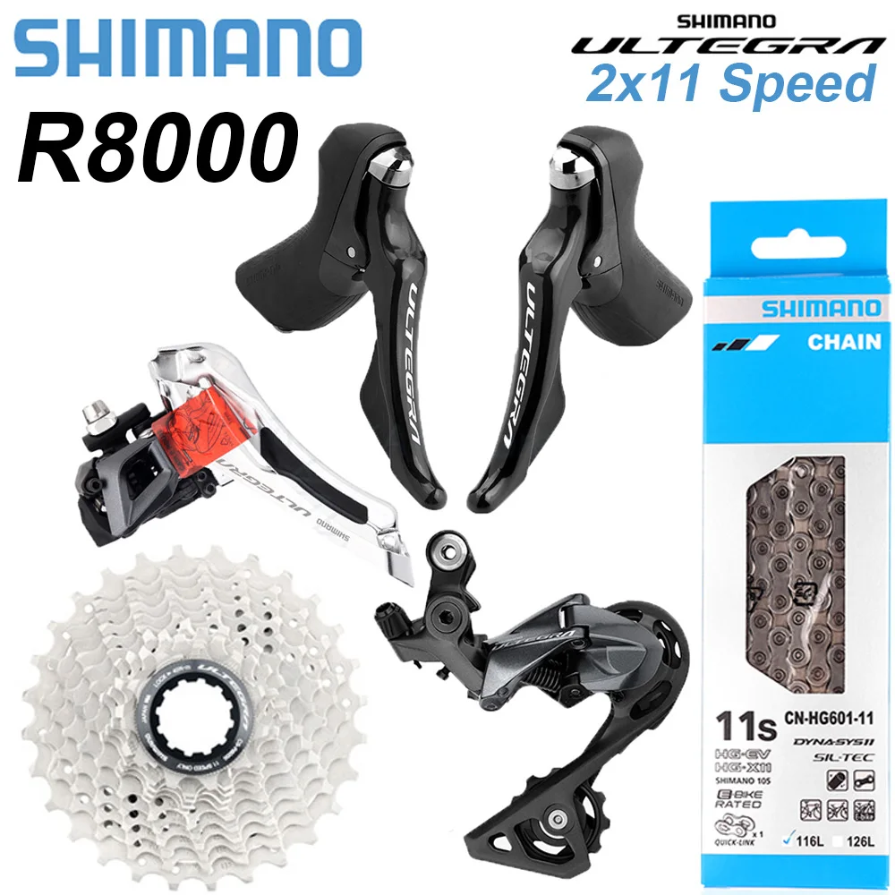 

Shimano 2x11 Speed Groupset Ultegra R8000 Shifter Derailleur Road Bike 11S Gear Sets R8000 K7 28T 30T 32T Cassette HG601 Chain