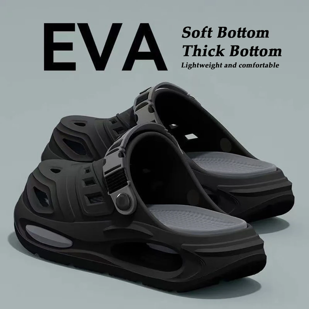 Men Lightweight High Elastic EVA Platform Clogs Removable Insole Waterproof Quick Dry Outdoor Walking Driving Casual Sandals view 4