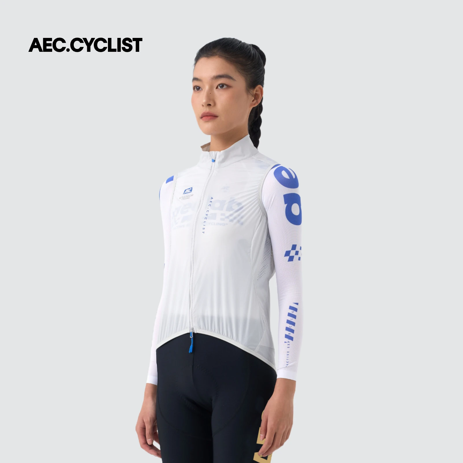 

AEC.CYCLIST Women Cycling Vest Reflective Letter Windproof Road Bike Tops Double Ended Zipper Bicycle Jersey Wind Chaser Series