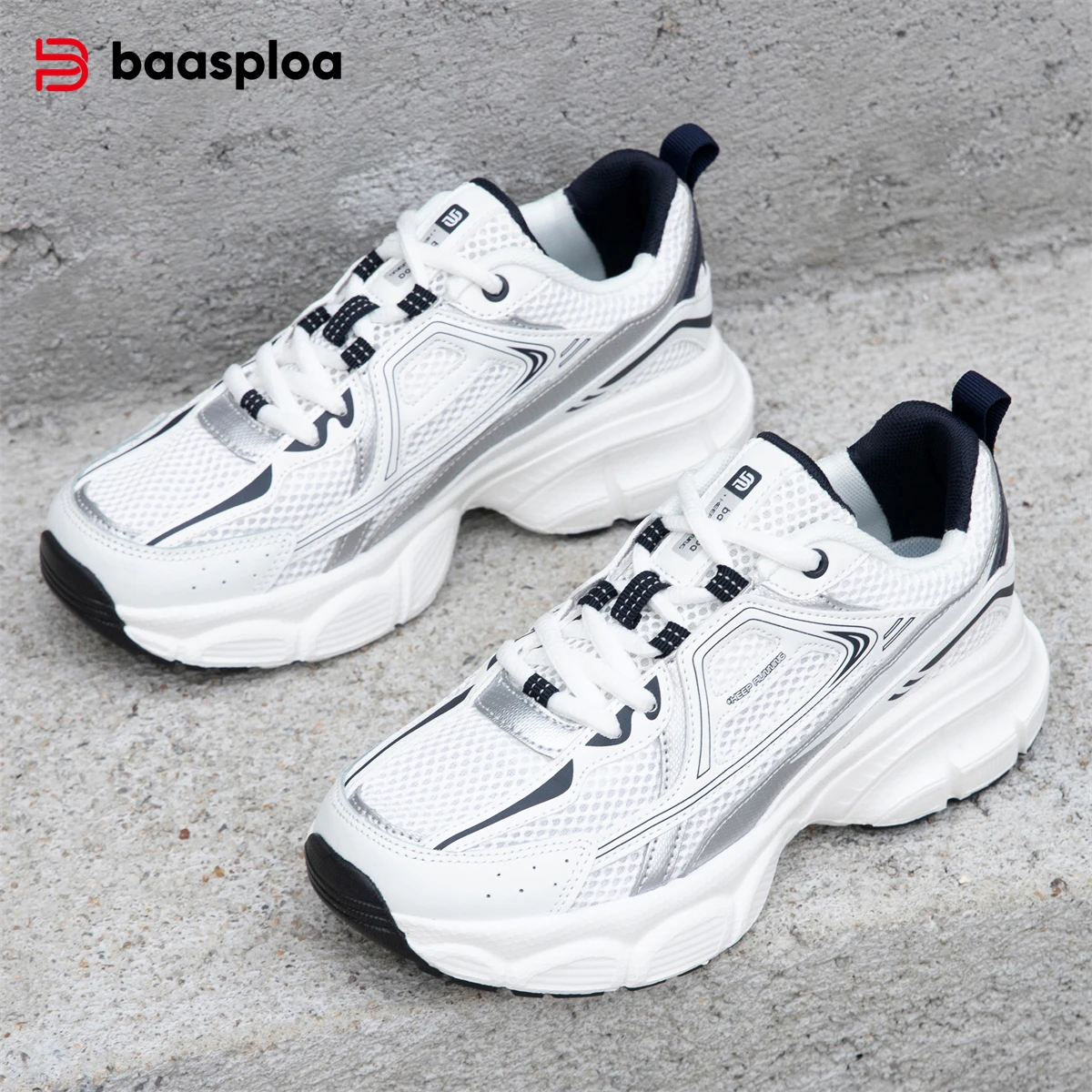 Baasploa ผู้หญิงรองเท้าผ้าใบตาข่ายน้ําหนักเบา Breathable กีฬารองเท้านุ่มสบายรองเท้าสําหรับสตรีลื่นกลางแจ้ง