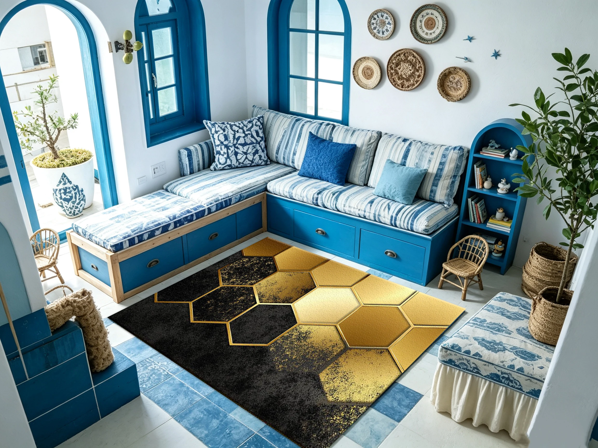 Artistic Floral Pattern Photo-Printed Carpet, Modern Home Decor Carpet Suitable for Residential and Hotel Lounge Interior Decoration