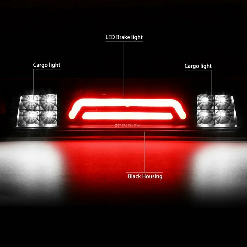 Автомобильный светодиодный дымовой третий стоп-сигнал, грузовой фонарь, подходящий для Dodge RAM 1500 2500 3500 2009-2018