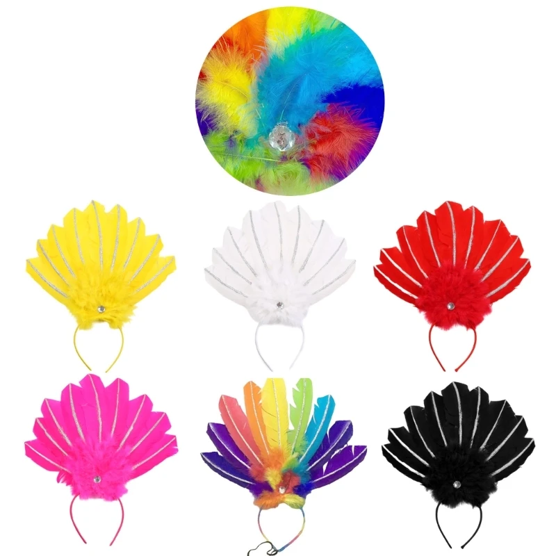 Mardi Gras เครื่องแต่งกาย Props สำหรับ Carnival Party เทศกาล Props Feather Hairband เพื่อน Gathering Props Headdress