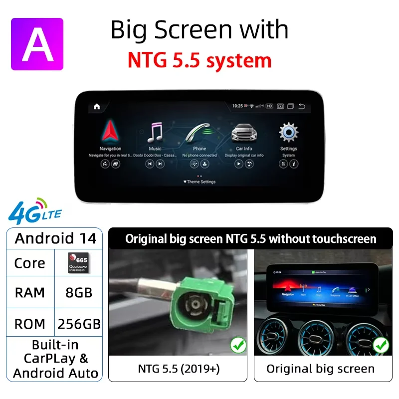 Android 14 Drahtlose CarPlay Für Mercedes C GLC V W205 X253 W447 NTG 5,5 NTG 6,0 2019-2023 Radio Auto Multimedia Player Bildschirm
