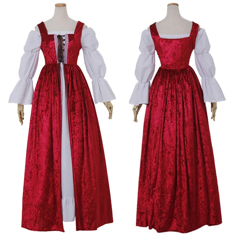 

Medieval Retro Vintage Sleeve Renaissance Maxi Women Dresses for Halloween Carnival Party