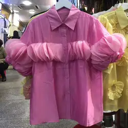 2026 Spring Summer Short Sleeve Rose Pink Shirts and Blouses For Women Sexy Tops Blusas Youthful Woman clothes