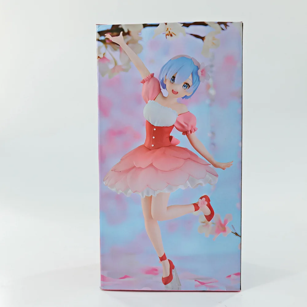 23cm anime figura re: vida em um mundo diferente de zero rem flores de cerejeira modelo de brinquedo coleção pvc ornamentos de mesa
