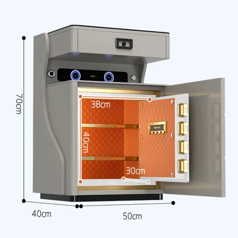 Caja fuerte inteligente, antirrobo invisible, tipo gabinete, carga inalámbrica dual integrada, caja fuerte para monitoreo de huellas dactilares