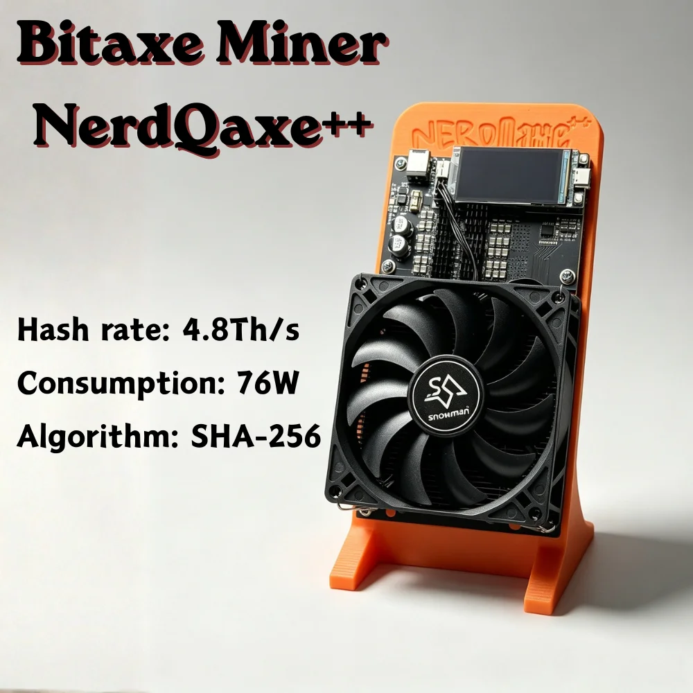 Bitaxe NerdQaxe++ Rev6 ASIC Miner 4.8TH/s 76W SHA256 Open Source AxeOS WiFi Color Screen Home Solo Lottery BTC  Miner With Fan