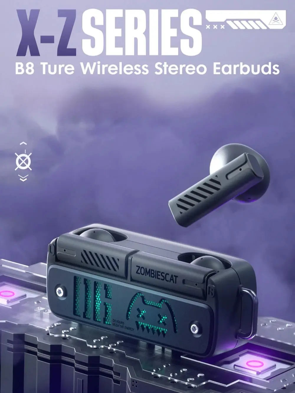 Zombie Cat B8 słuchawki douszne Bluetooth 5.4 TWS Ture bezprzewodowe słuchawki ENC z redukcją szumów połączenia HD bezprzewodowe słuchawki naszyjnik projekt — zdjęcie produktu 7