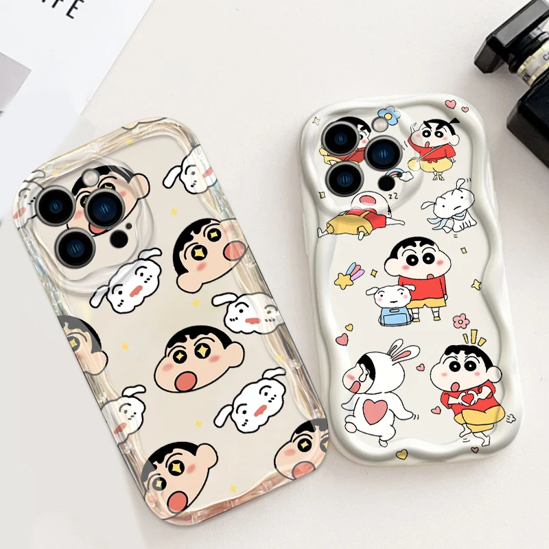 Anime C-Crayons S-Shin-chans For Apple iPhone 15 14 13 12 11 XS XR X Pro Max Plus Wave Oil Soft Phone Case