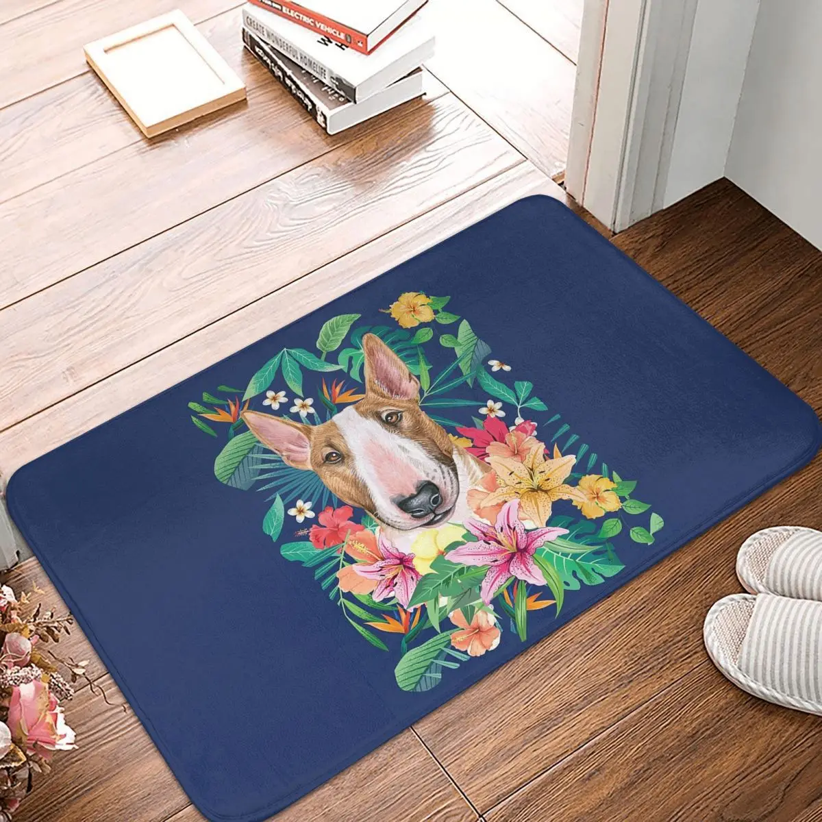 Tropical White And Tan Staffordshire Bull Terrier Dog Anti-slip Doormat Floor Mat Carpet Rug for Kitchen Entrance Footpad Mats