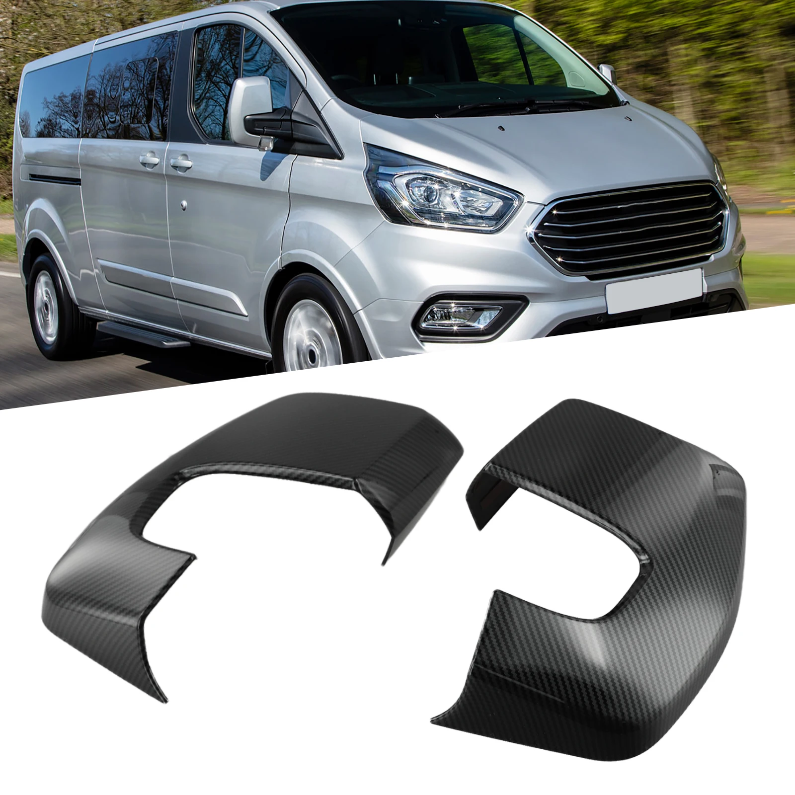 2PCS Side Mirror Cover Cap For FORD For TOURNEO For Custom 2012 For FORD For TOURNEO For Custom 2012 Door Wing Rearview Mirrors