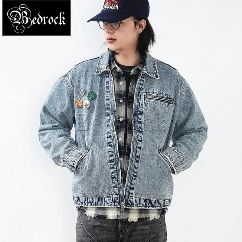 MBBCAR Detroit Jacket J97 Vintage Workwear 14oz Men\'s Relaxed Fit Brand Clothing Washed distressed Coats Cleanfit Cotton Clothes