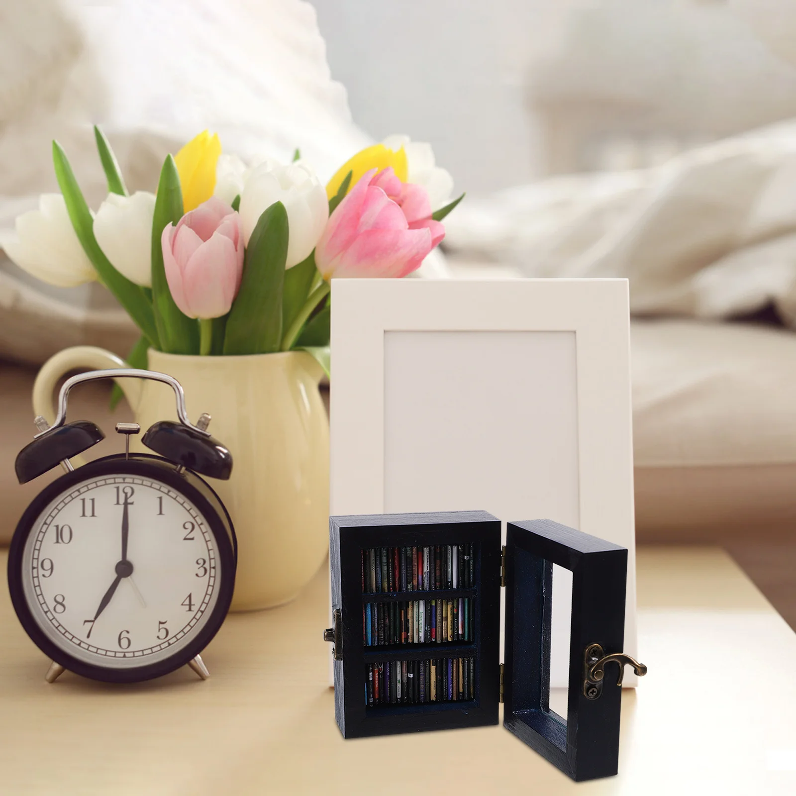 

1 комплект миниатюрной деревянной книжной полки, украшение, портативный мини-дисплей для хранения аксессуаров для кукольного домика