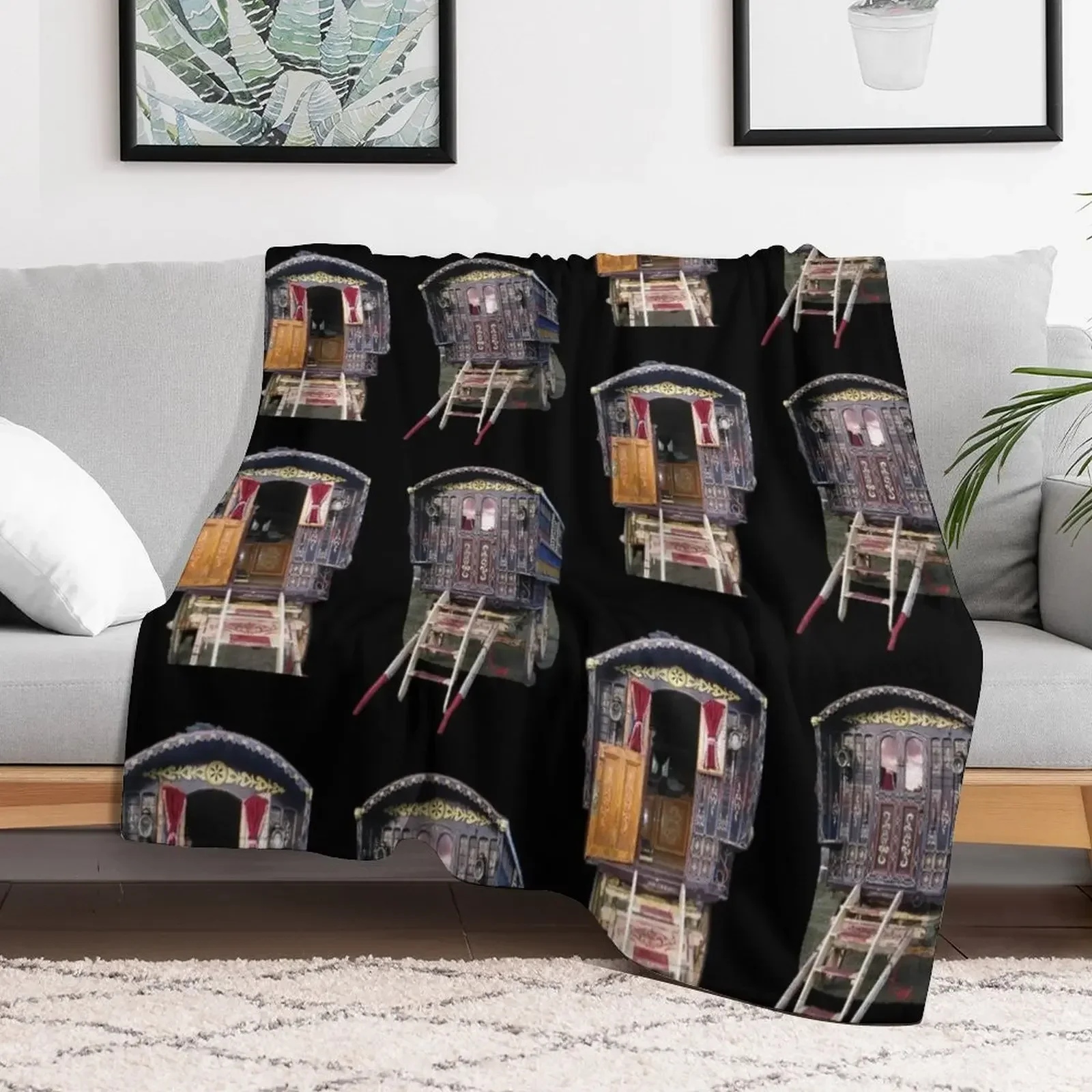 

vardo, gipsy caravan,Romany gypsy traveler Throw Blanket Decorative Throw Blankets For Bed funny gift Heavy Blankets