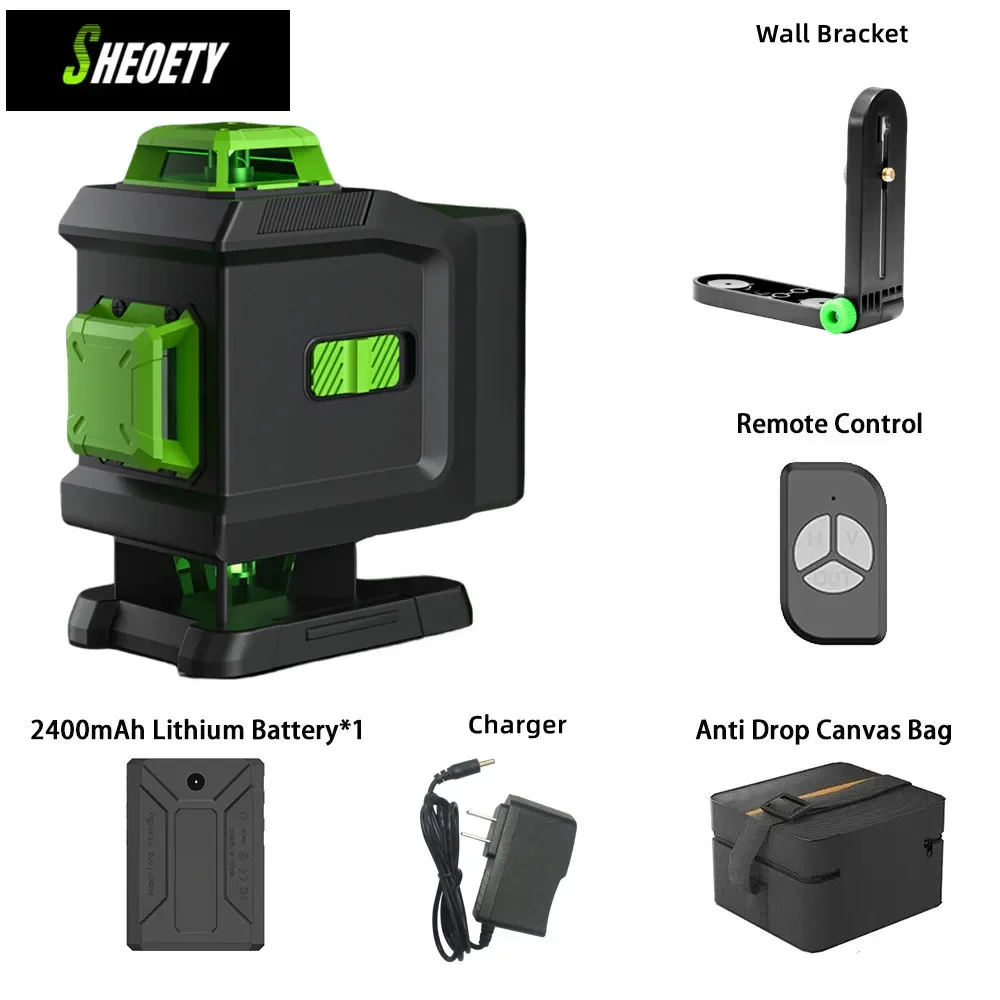 Professional Green Laser Level Tools 4D 16 Lines Automatic 360 Self-leveling High Power Mini Nivel Laser Levers Outdoor Machine