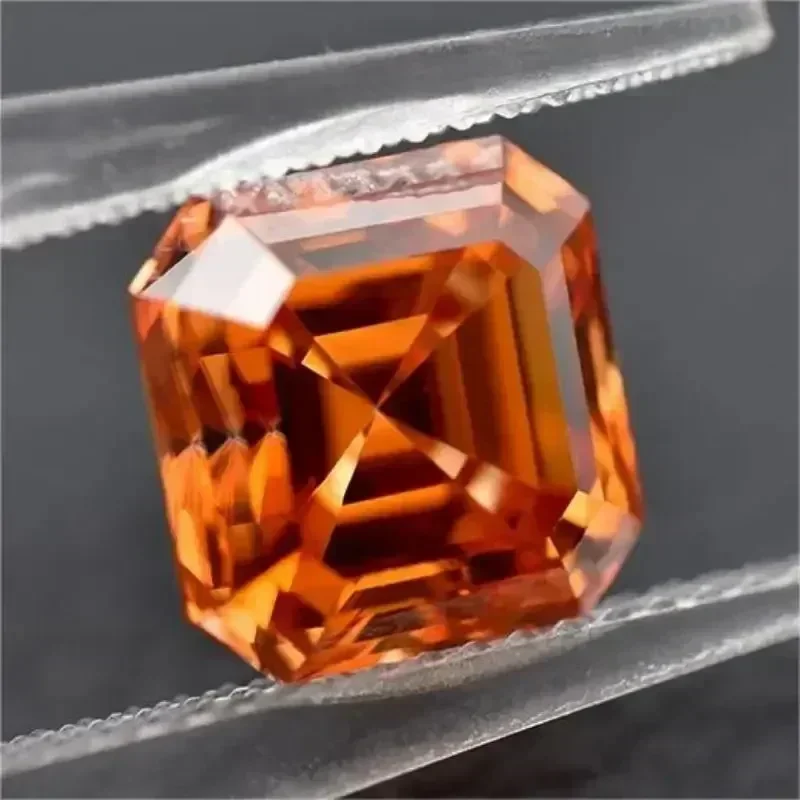 Moissanit-Stein, Asscher-Schliff, orangefarbener, mit Zertifikat, für Diamanttester geeignet, Top-Schmuckstücke zur Schmuckherstellung – Detail 6