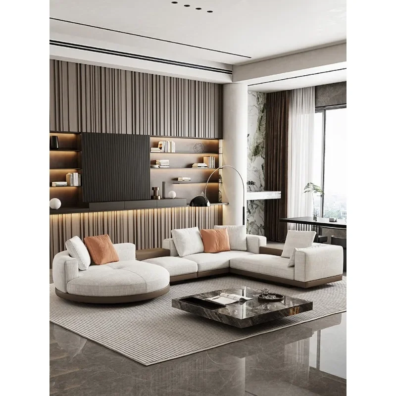 

Villa large flat high-end U-shaped cotton and linen fabric sofa