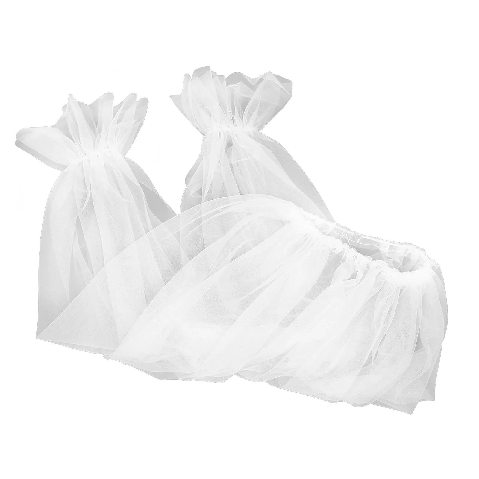 

Bridal Tulle Dress Gloves White Mesh Fabric Attachable Sleeves Comfortable Lightweight Elegant Wedding Ceremony Formal Party