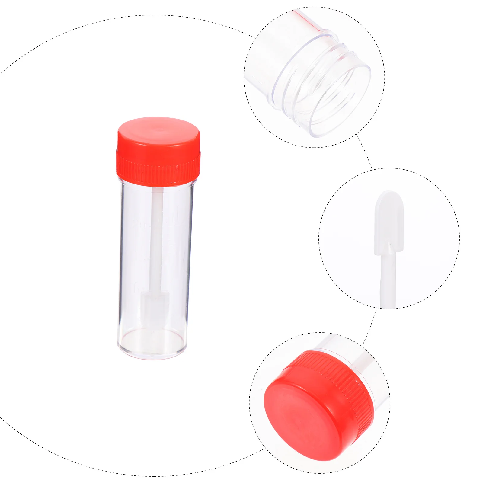 

20Pcs Medical Sample Tube Plastic Stool Test Tube Single Use Sampling Accessory for Reliable Diagnostic Testing Kits