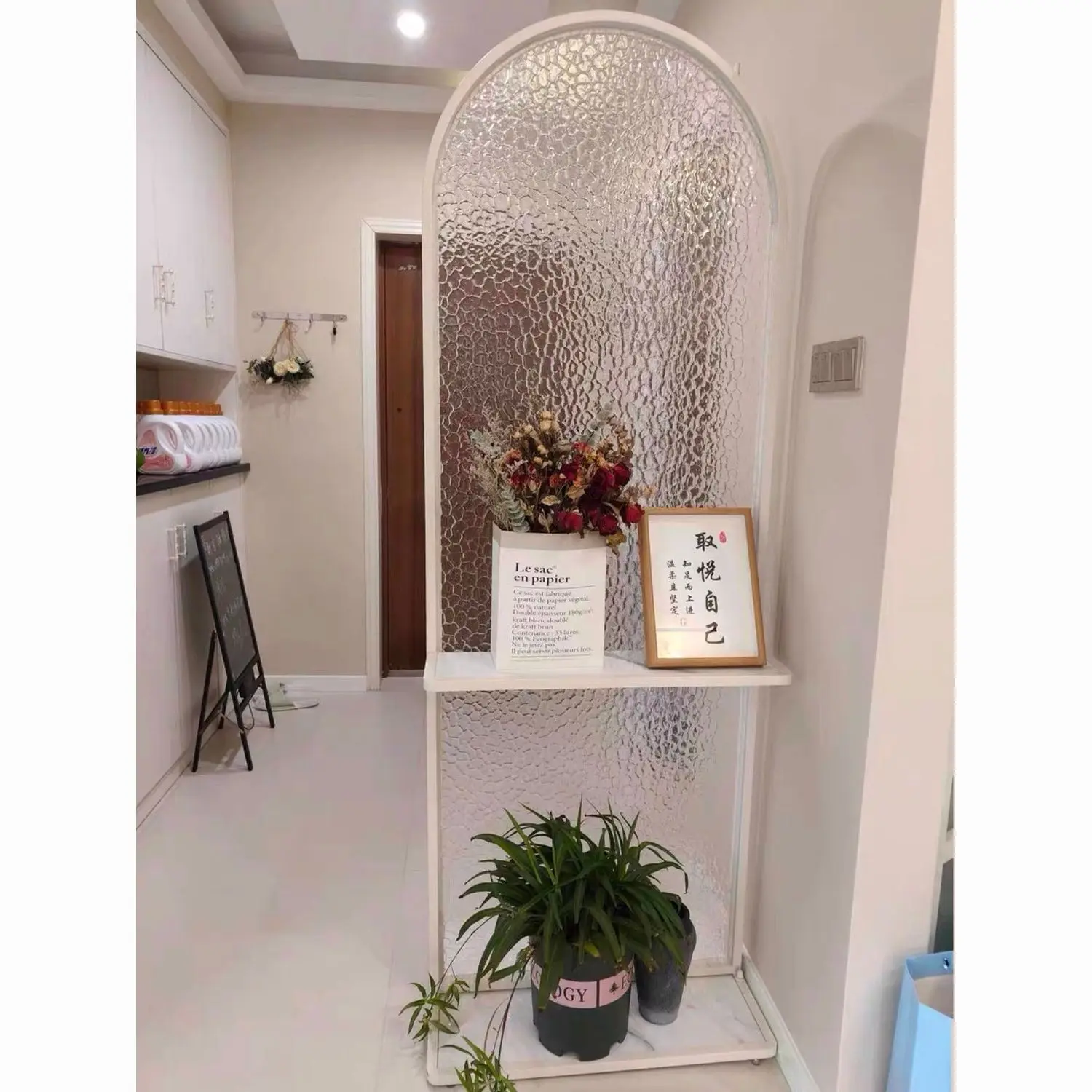 Cream wind movable screen non-punching screen partition living room screen silk flower universal adult other