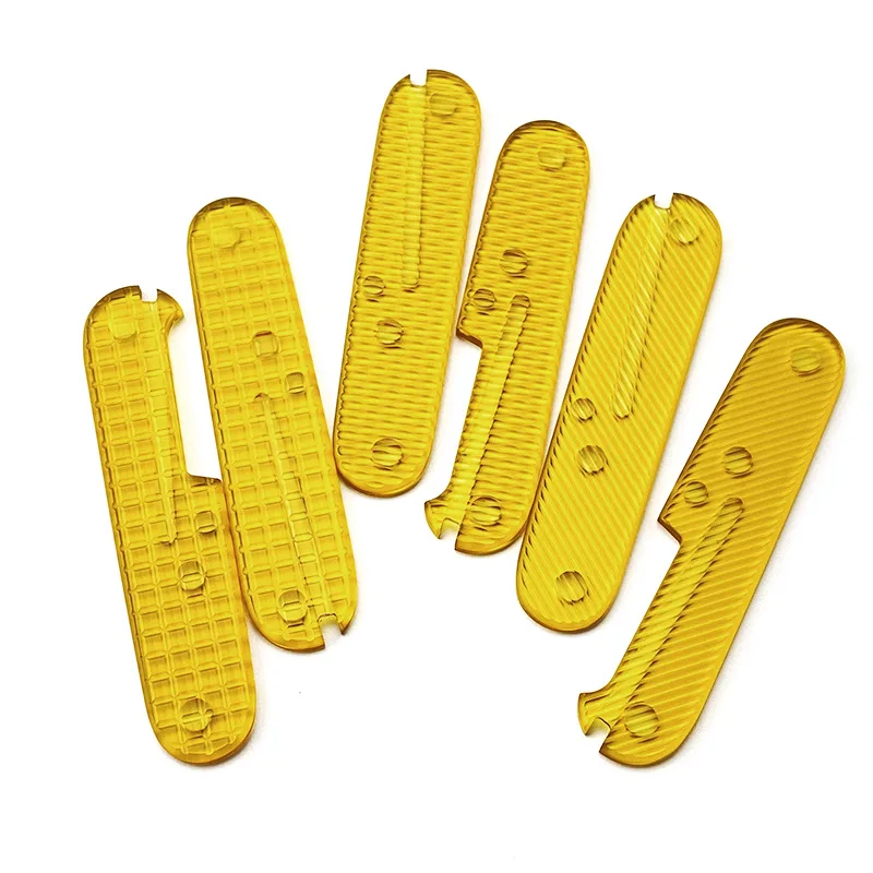 T50 1Pair Amber PEI Material Folding Knife Handle Patch DIY Grips No-slip Scales Decor Material For 91mm