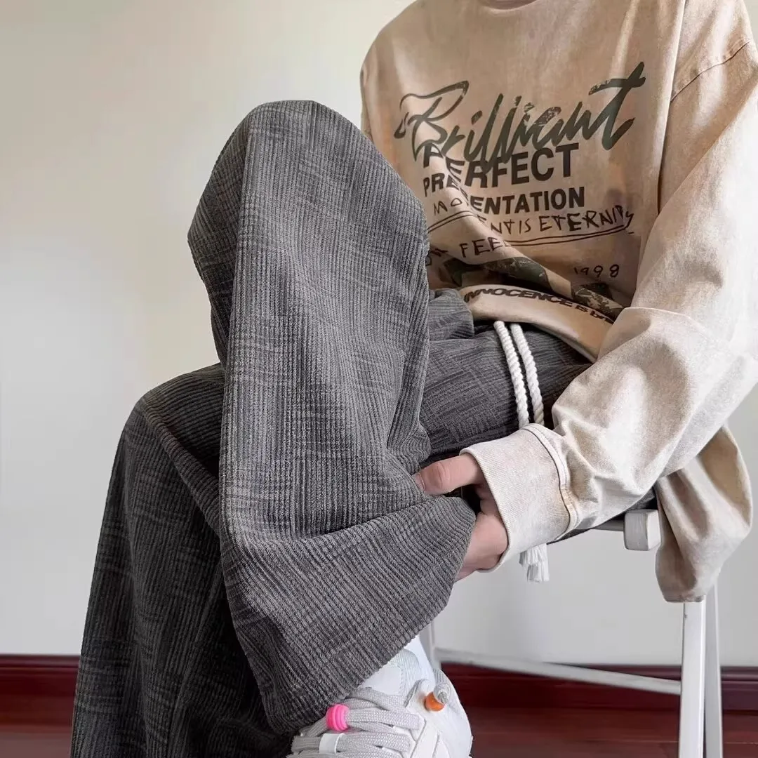 

Corduroy Straight Leg Casual Pants Warm Loose Autumn Winter Sle for Students And Teenagers Polyester Fiber Casual Wear