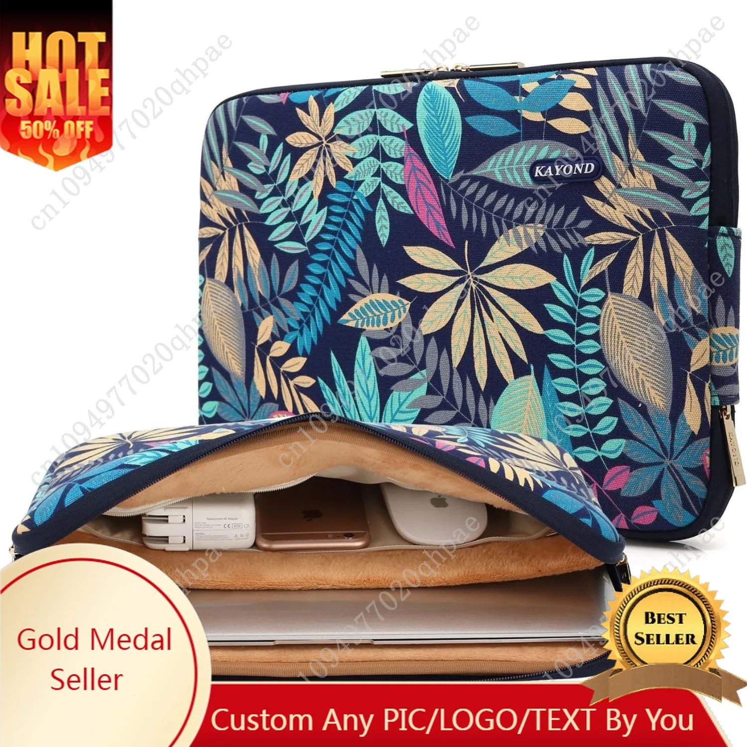 قماش مقاوم للماء لحقيبة الكمبيوتر المحمول مقاس 15-15.6 بوصة (15-15.6 بوصة، سلسلة الغابات الزرقاء)