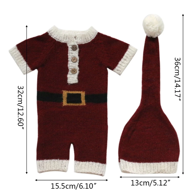 2 szt. Rekwizyty do fotografii noworodkowej Szydełkowy strój Baby Romper Hat Beanie Set