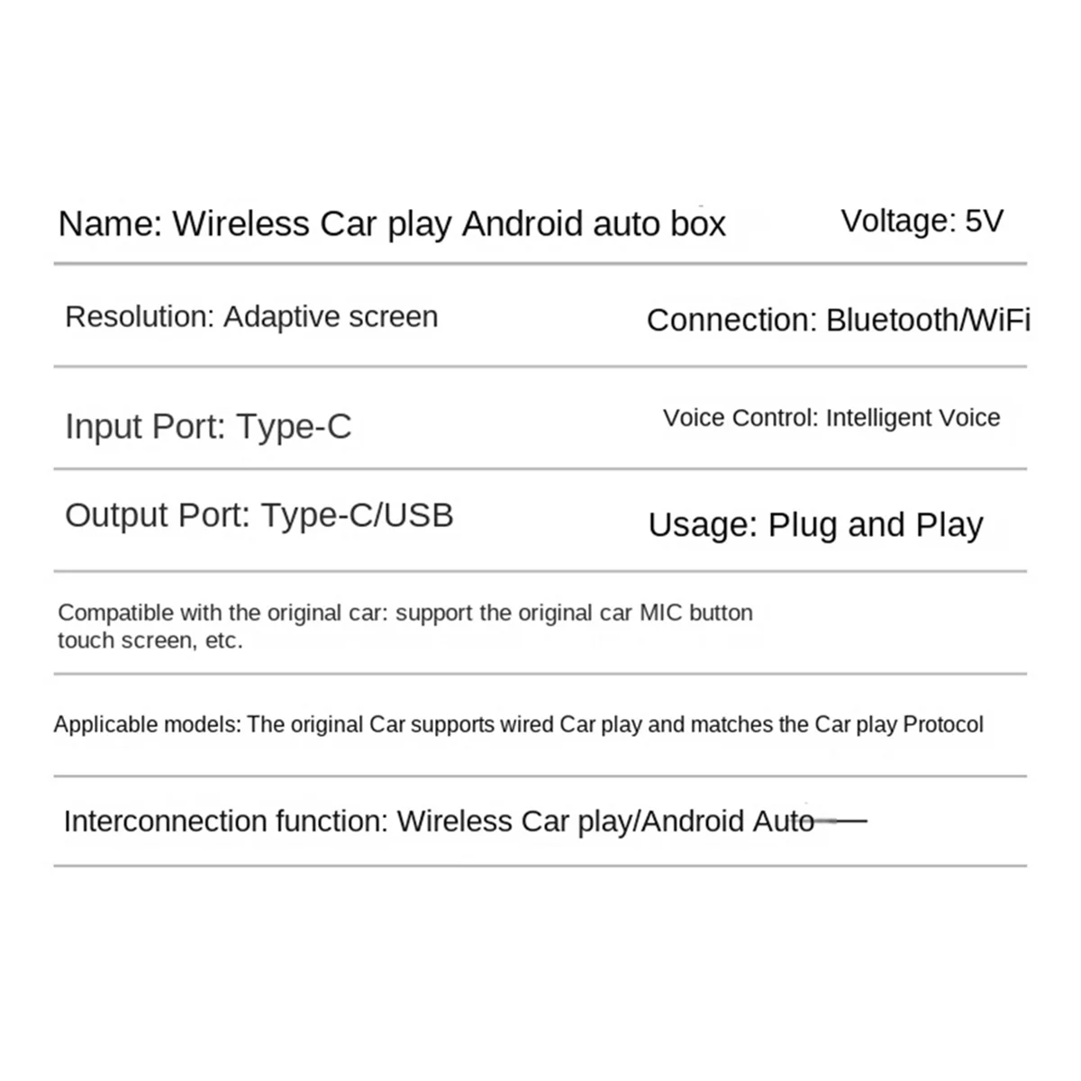 CarPlay Box Android Auto Interconnected Wireless CarPlay Converter Car Android Smart Box Wireless Adapter Car Adapter