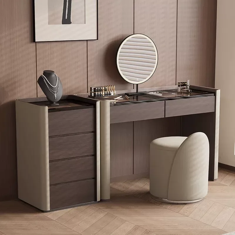 Modern Simple Dresser Bedroom Makeup Table with Storage Cabinet for Small Apartment High End Master Bedroom Vanity Desk