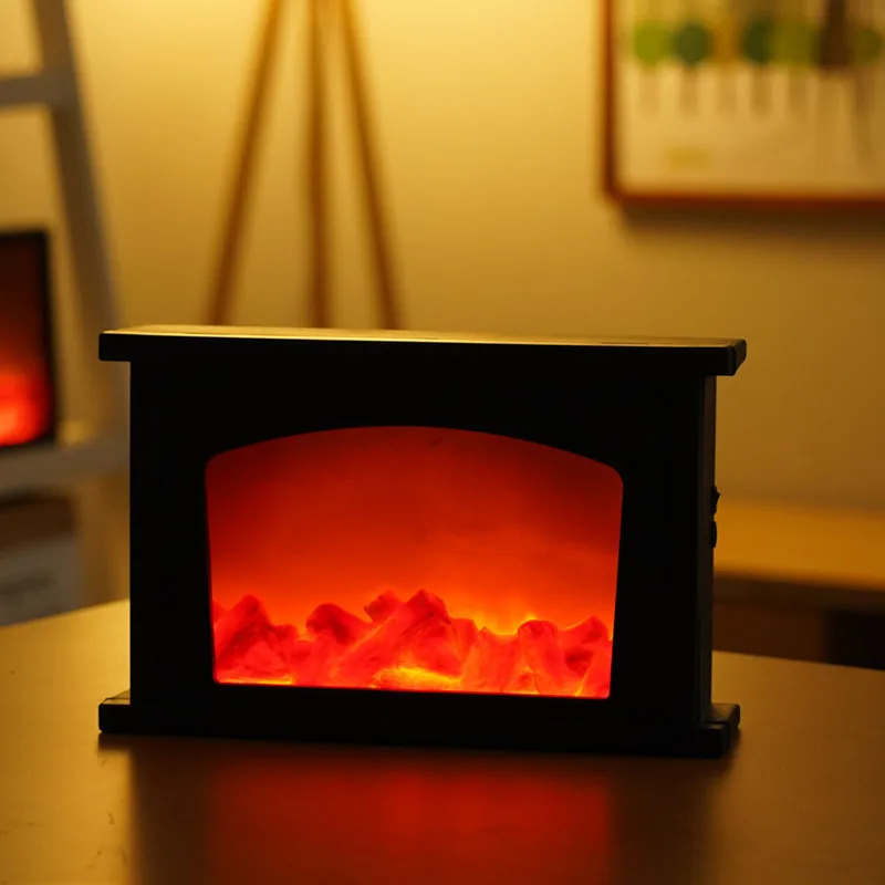 D5 Christmas LED Flame Lamps Simulated Fireplace Night Light Lamps Flame Effect Light for Outdoor Indoor Table Window Terrace