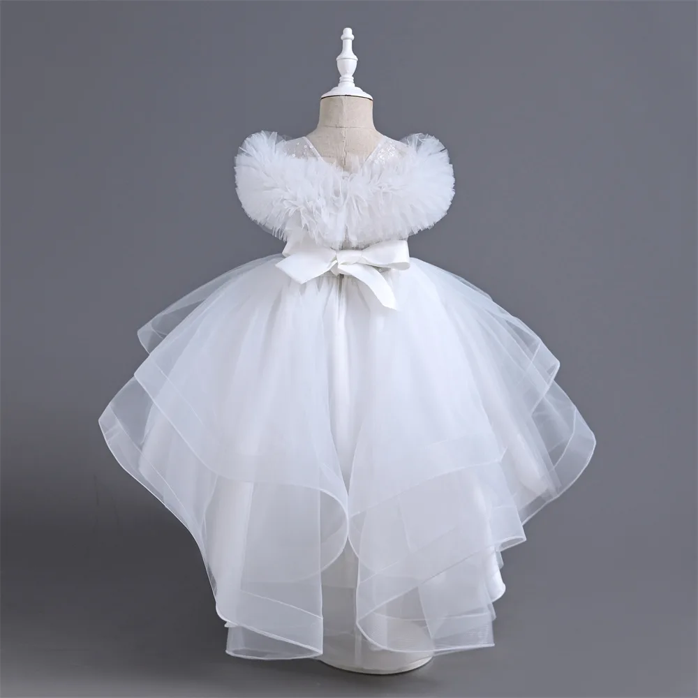 Vestido de princesa fofo infantil, fantasia de palco para meninas, bebê rabo, casamento, florista