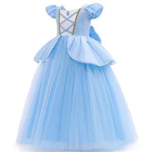 Cinderella cosplay for girls, princess dress with crown gloves, ball dress, children's clothes, birthday party, sequins, 3-10 8 Main Sales Cinderella - №3