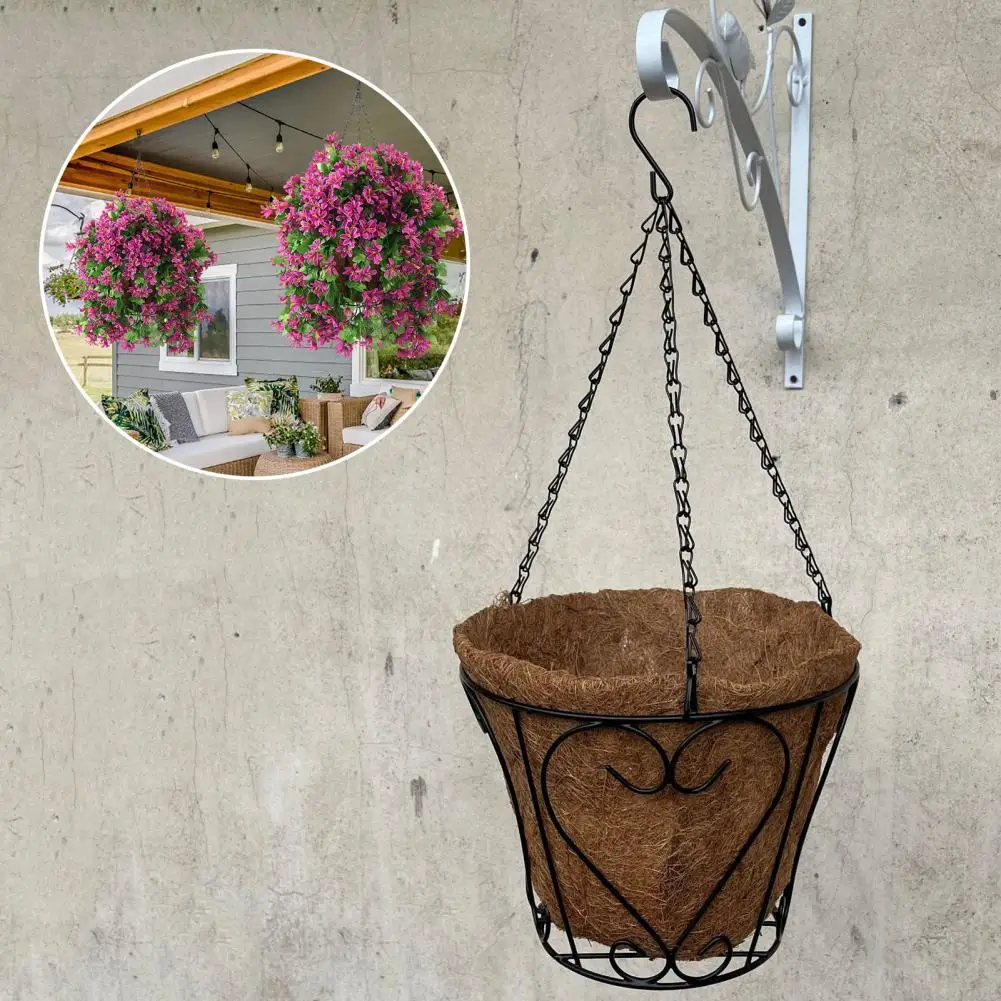 Wire Plant Holder Metal Hanging Basket Coconut Liner Lining Plants Flower Garden Pot for Home Balcony  Decoration