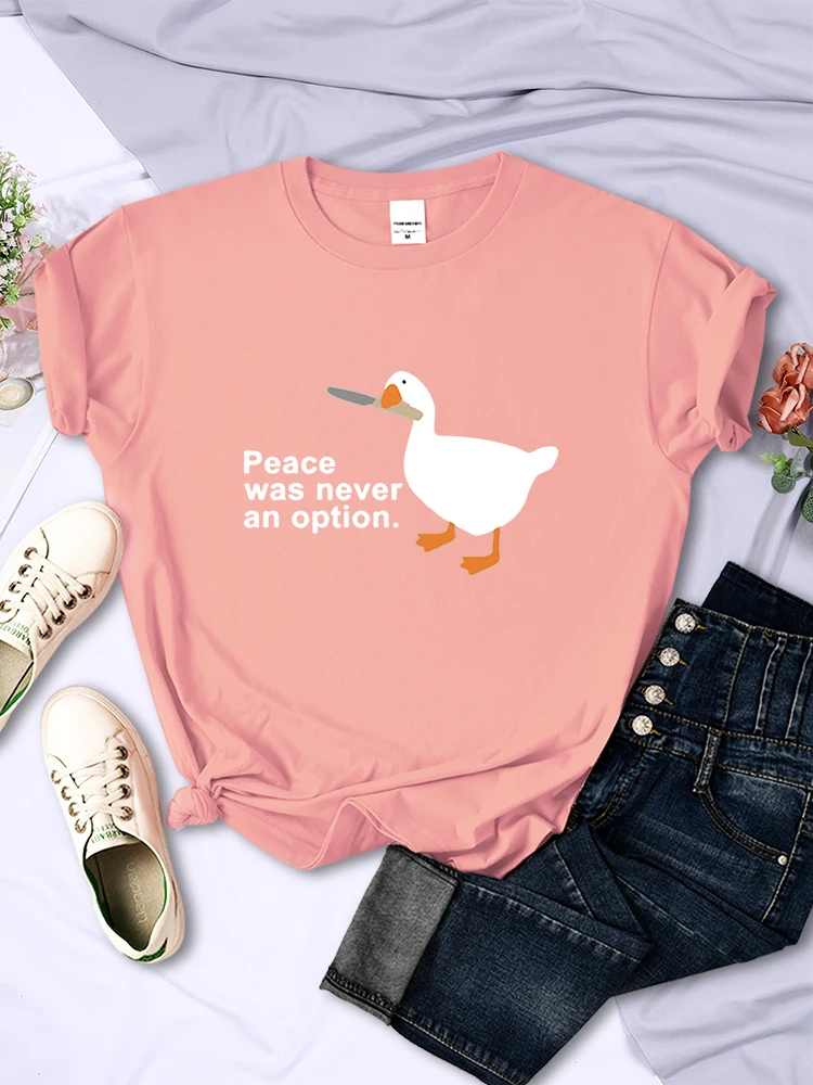 Frieden war nie eine Option Cartoons bedrucktes T-Shirt für Frauen Straße Casual T-Shirt Kleidung Kreativität atmungsaktiv weiblich Kurzarm