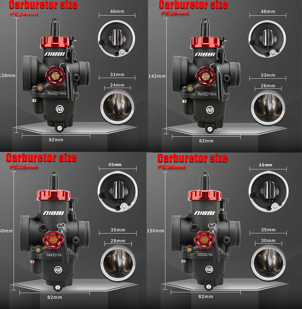 NIBBI PE 24/26/28/30 mm Vergaser Motorrad 2T 4T Motor Vergaser mit Hauptdüsen für Yamaha Suzuki Honda Pitbike Teil ändern – Detail 2