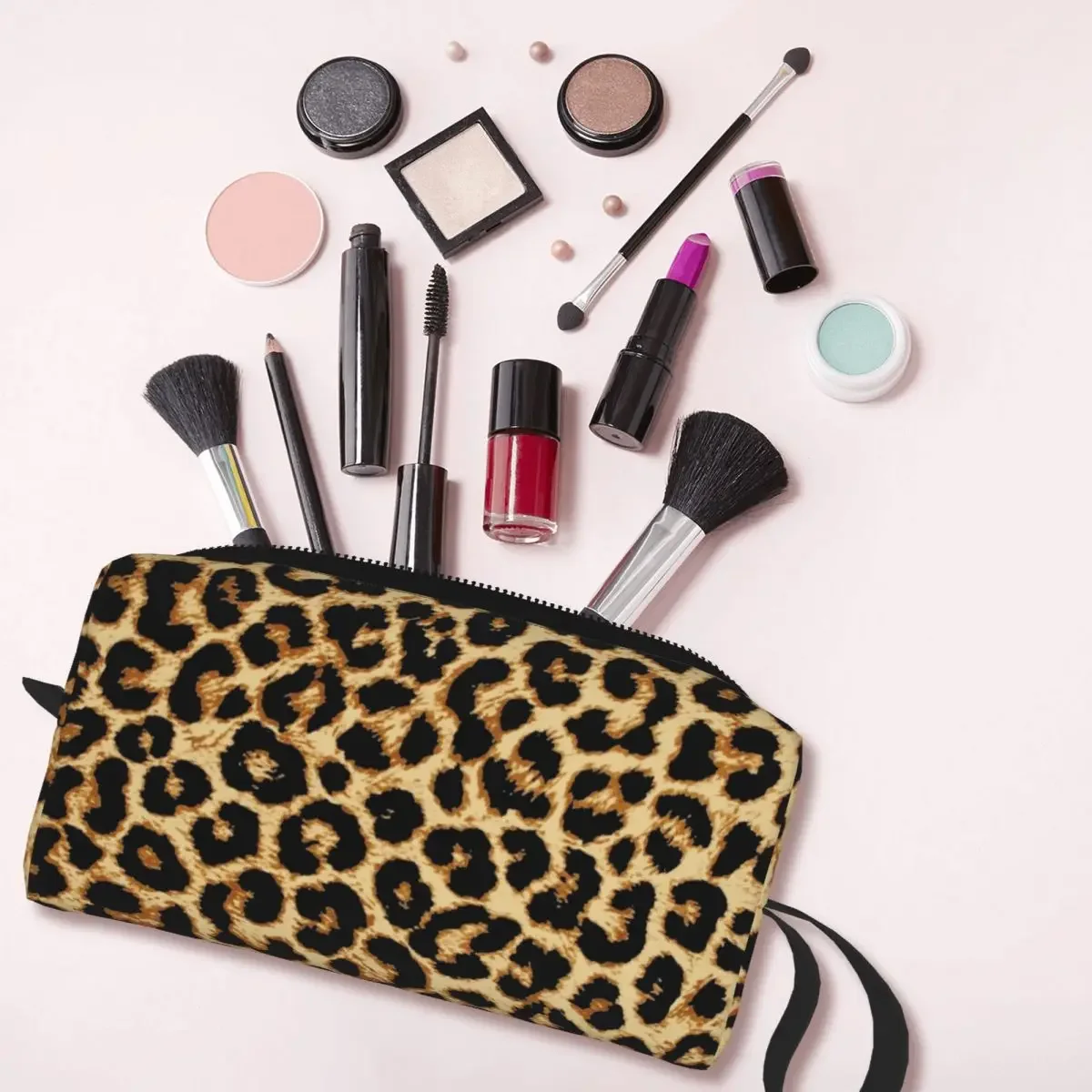 Leopard Fur Skin Texture Toiletry Bag Portable Tropical Wild Animal Makeup Cosmetic Organizer Beauty Storage Dopp Kit Case