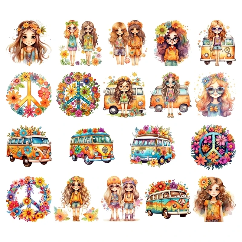 

25CM/15cm Cartoon travel float girl Heat Transfer Stickaers DTF Iron On Transfer Patches For Children's adult Clothes decoration