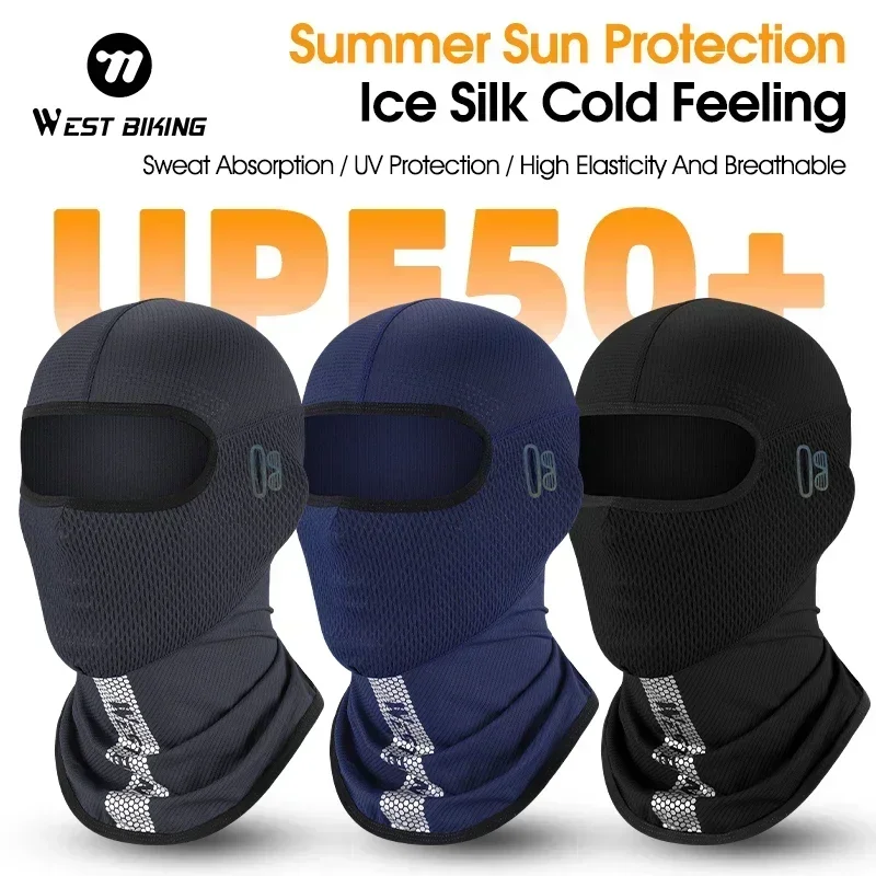 

WEST BIKING Summer Balaclava For Men Cycling Caps With Visor Full Face UV Protection Mesh Mask Reflective Cooling Sport Gear