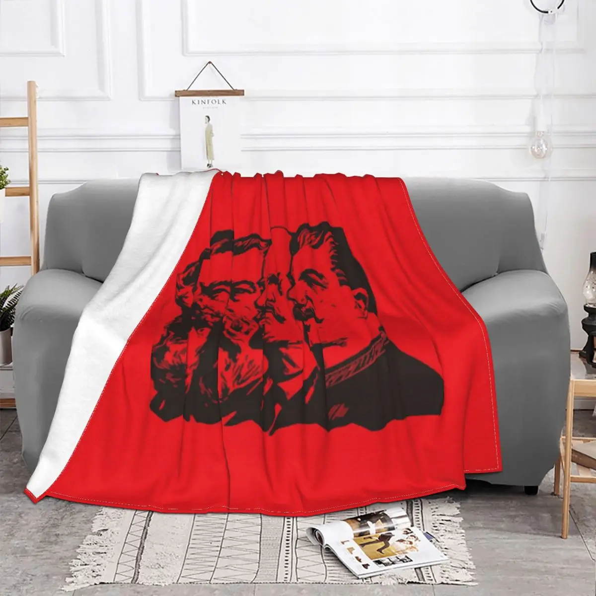 Communist Flag Marx Engels Lenin And Stalin Blanket Flannel CCCP USSR Communism Throw Blankets for Sofa Car Bedding Bedspread