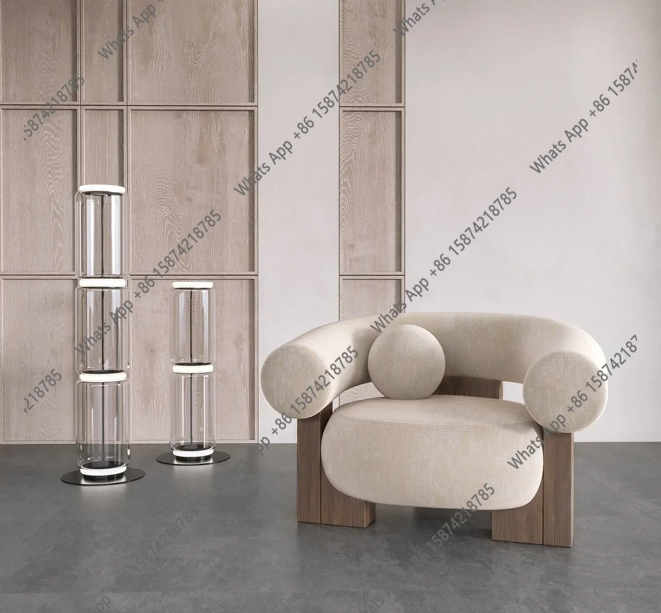46 Z NOVA Most Popular Nordic Living Room Lazy Single Sofa Chair Solid Wood Chairs Frame Fabric Covers Lounge One Seat Arm