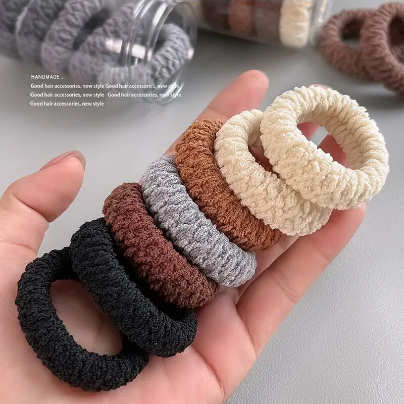 6pcs/set Simple Thick Stripe Hair Rubber Bands For Women High Elastic black Hair Tie Girls Ponytail Holder Hair Rope Scrunchie