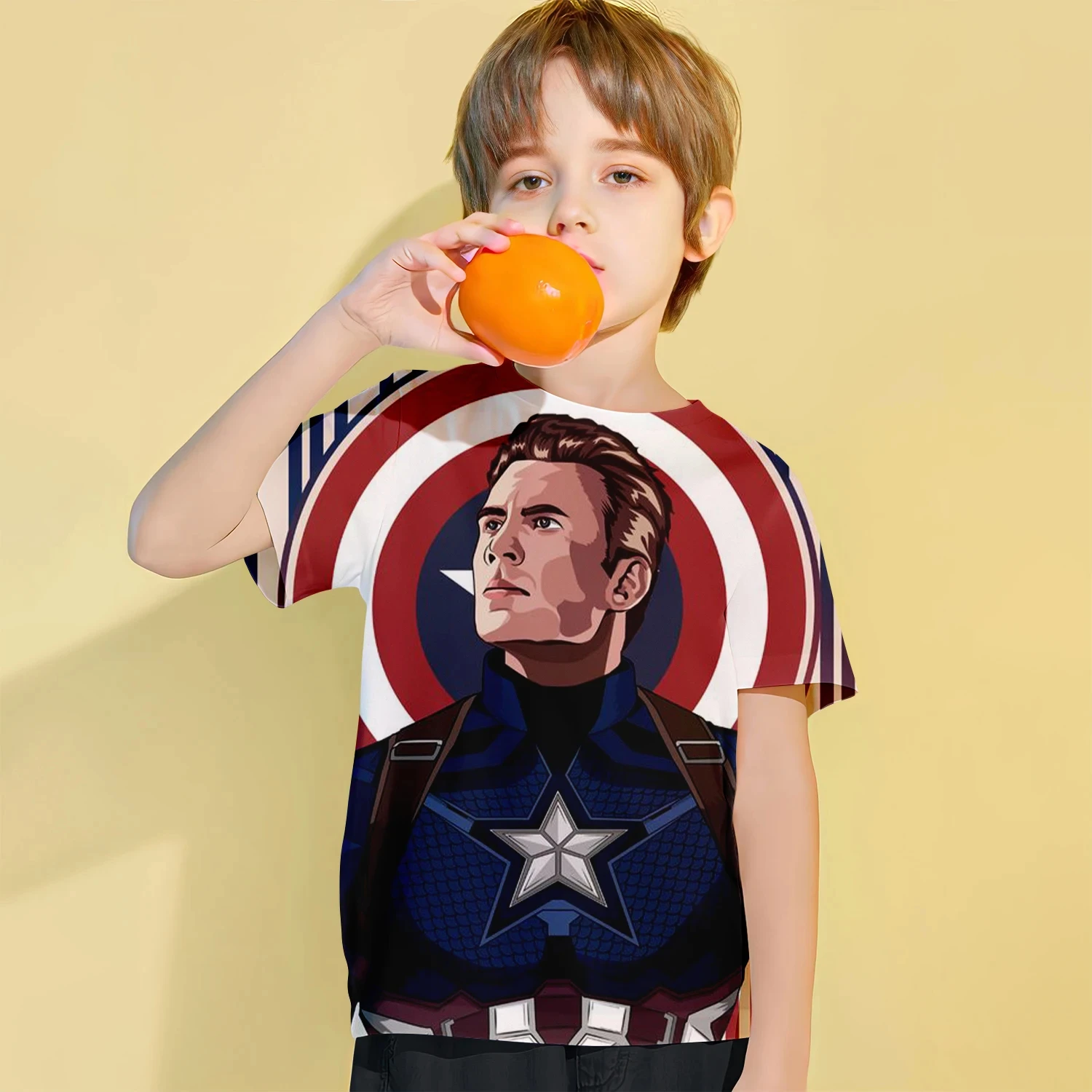 2024 Zomer Captain Americat-Shirt Met Korte Mouwen Mode Cool Ademend Casual Volwassen Tiener Identieke 3d Casual T-Shirt